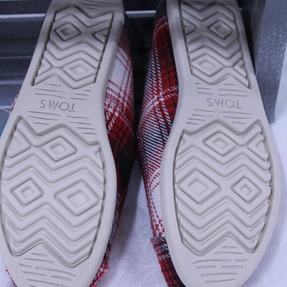 Toms Women's Red and Gray Plaid Flats - Picture 6 of 6